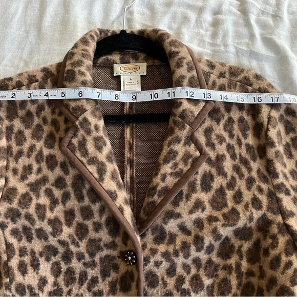 Talbots Leopard Print Merino Wool Long Sleeve Bling Button Blazer/Jacket Sz PL - Picture 12 of 13